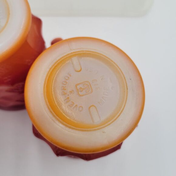 Lot Of 3 Vintage Fire King Mug Set ORANGE/ RED Kimberly Diamond Anchor Hocking - Picture 10 of 15